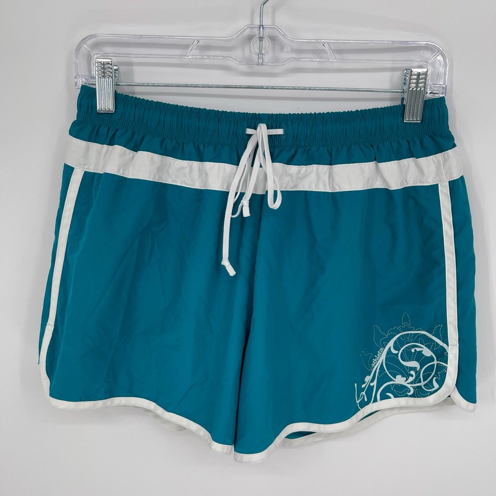Athleta‎ Women's Teal Swirl Graphic Board Shorts Size Medium